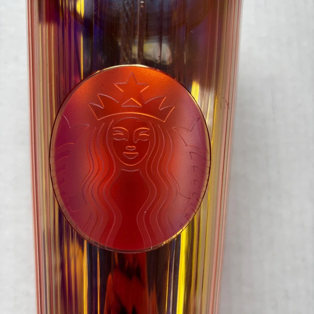 Starbucks 24oz‎ Venti Iridescent Sunset Orange Pink Tumbler Cold Cup 011113983
